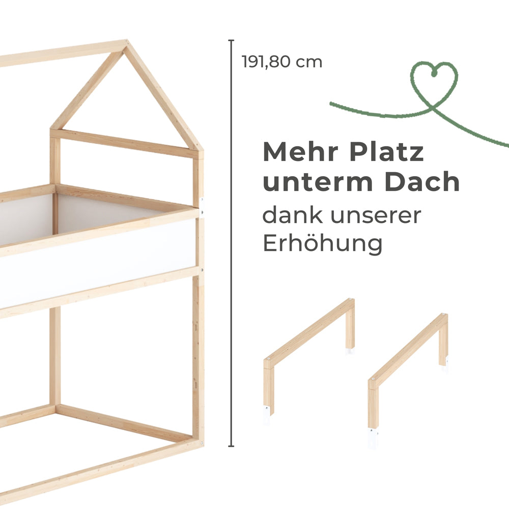 IKEA Kura Bett mit Dach und Erhöhung für mehr Platz unterm Dach.