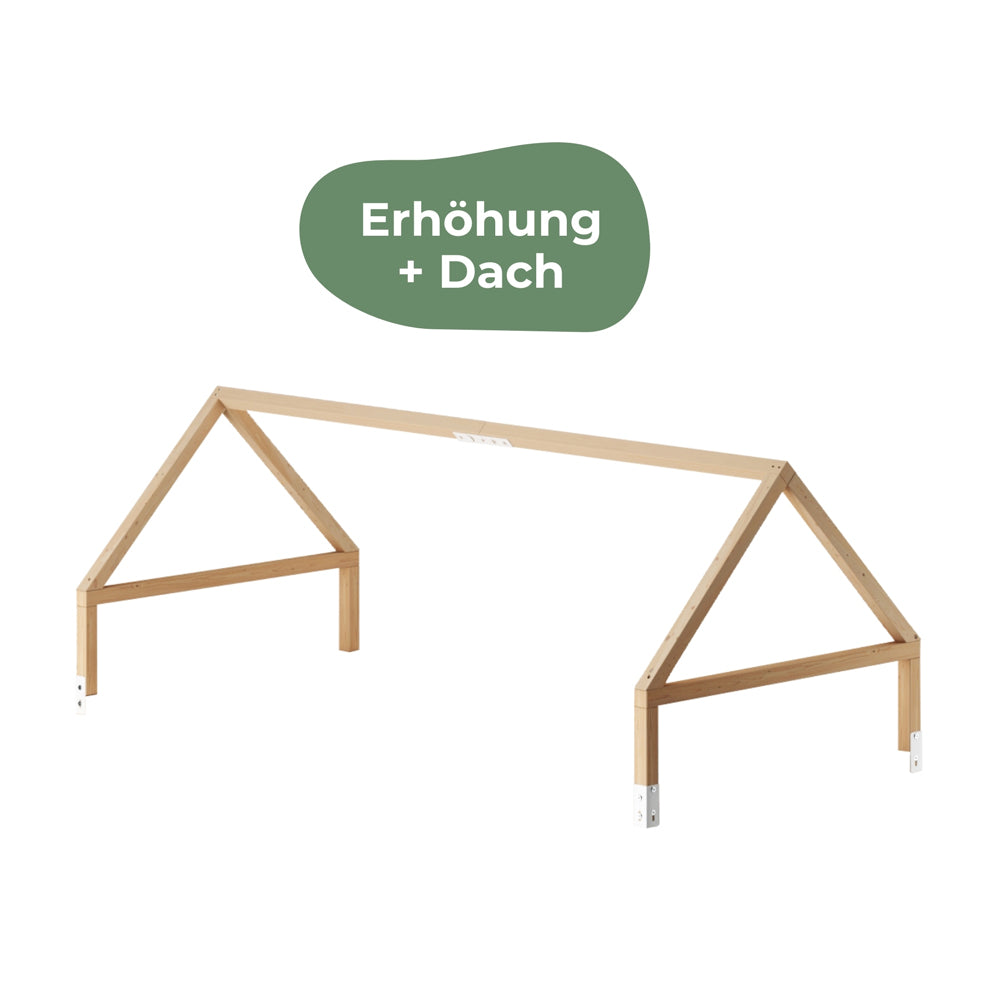 Kura Dach mit passender Erhöhung aus Kiefernholz.