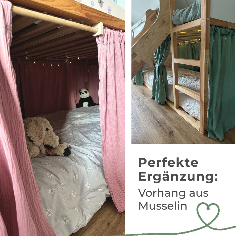 Kura Vorhangstange mit passenden Vorhängen aus Musselin.