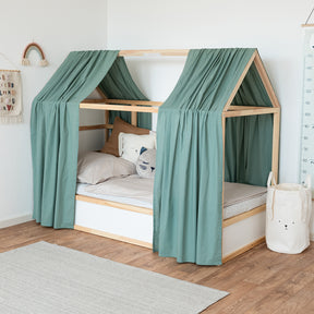 Baldachin 2er-Set aus grüner Baumwolle für Ikea Kura Kinderbett