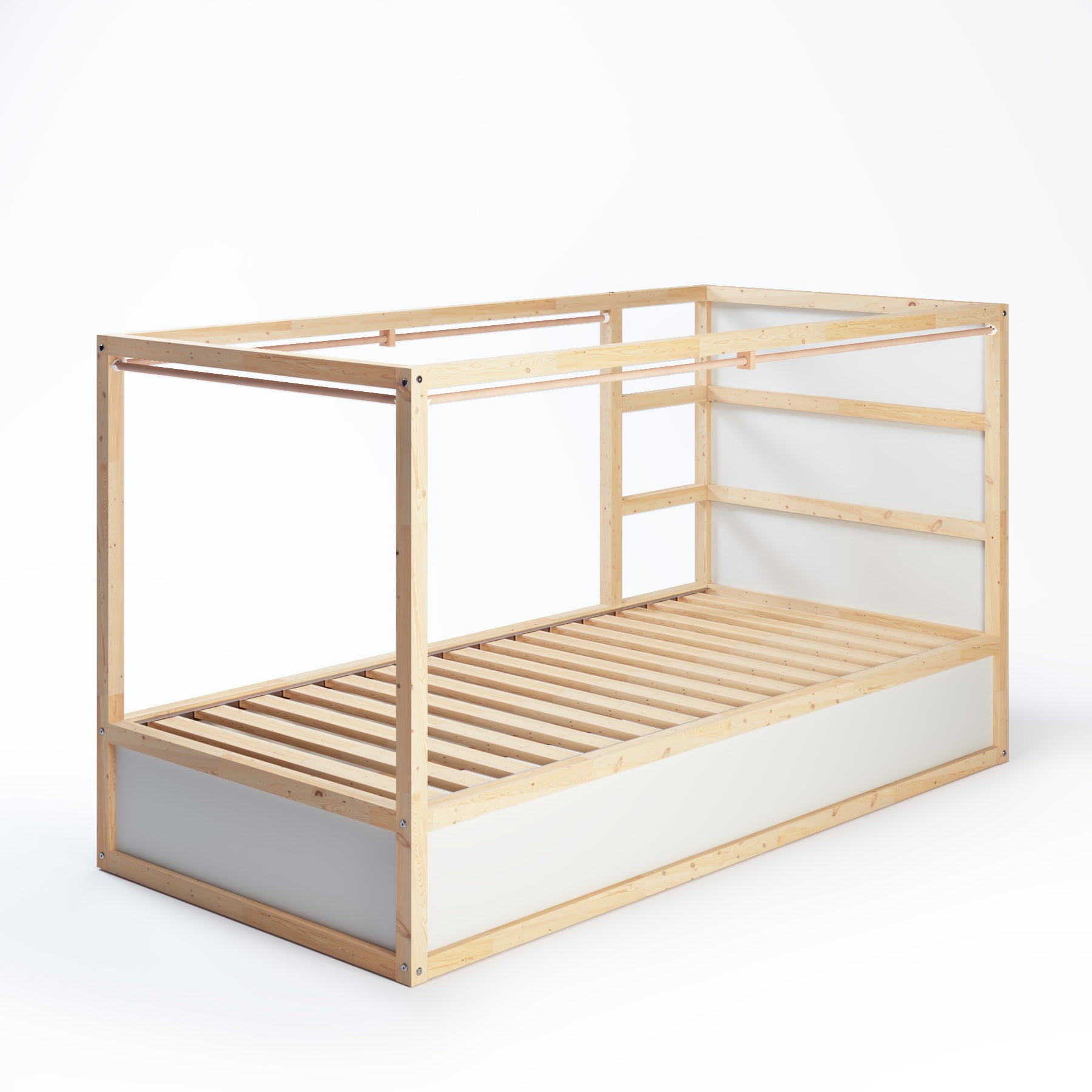 Ikea Kinderbett Kura mit Vorhangstangen