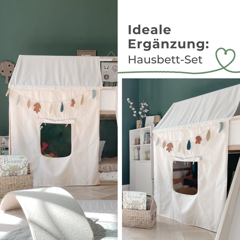 IKEA Kura Bett mit Hausbett-Set in einem Kinderzimmer.