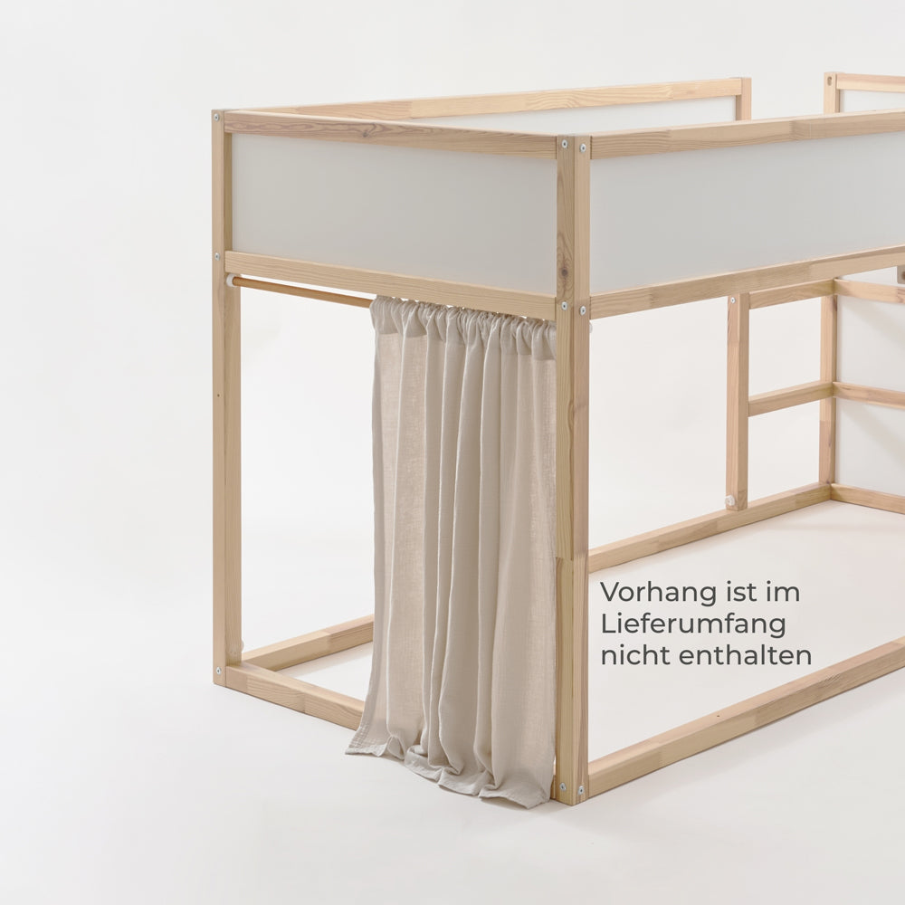 Kura Vorhangstange für die Stirnseite mit passendem Vorhang.