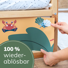 Detailansicht 100% wiederablösbare Pirat Sticker Set für Ikea Kura Kinderbett