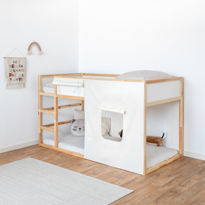 Hausbett Set 2, hochgerollte Tür, für Ikea Kura Hochbett aus Stoffvorhängen