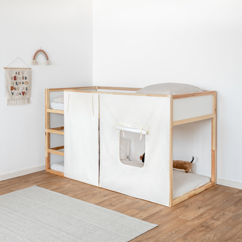 Hausbett Set 2 für Ikea Kura Hochbett aus Bettvorhängen