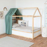 Ikea Kura Kinderbett mit einseitigem grünen Baldachin