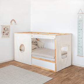 Spielbett Set 3 ohne Dach für Ikea Kura Kinderbett aus Stoffvorhängen