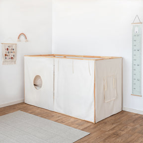 Spielbett Set 3, geschlossen und ohne Dach, für Ikea Kura Kinderbett aus Stoffvorhängen