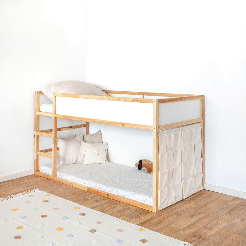 Betttaschen 2er Set aus Stoff an Stirnseite von Ikea Kura Kinderbett