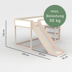 Abmessungen einer Hochbett Rutsche für das beliebte Ikea Kinderbett Kura